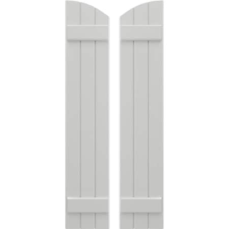 Americraft 3-Board (2 Batten) Wood Joined Board-n-Batten Shutters W/ Ellipt Top, ARW101BE311X73STH